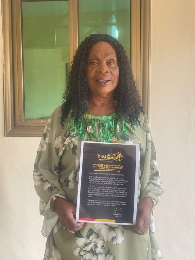 Maame Dokono Honoured at YIMGA 2025 for Lifetime Achievement in Cultural Arts & Women Empowerment